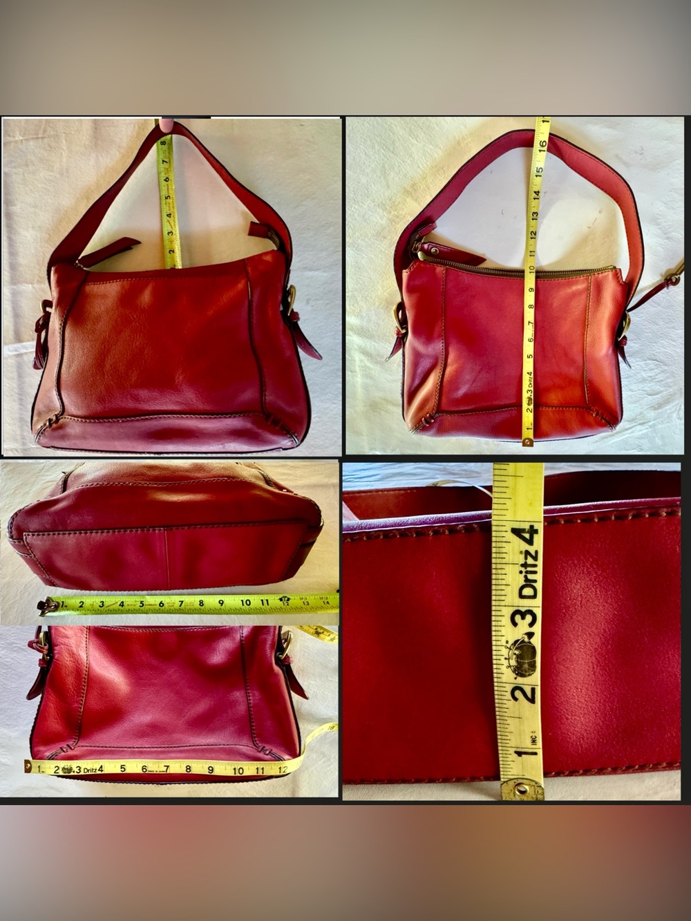 FOSSIL Red Hobo Genuine Leather Shoulder Bag or Handheld Adjustable Strap w/Key - Picture 14 of 17